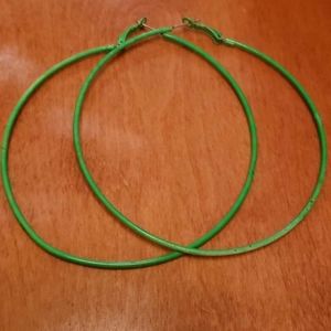 Green Hoop Earrings